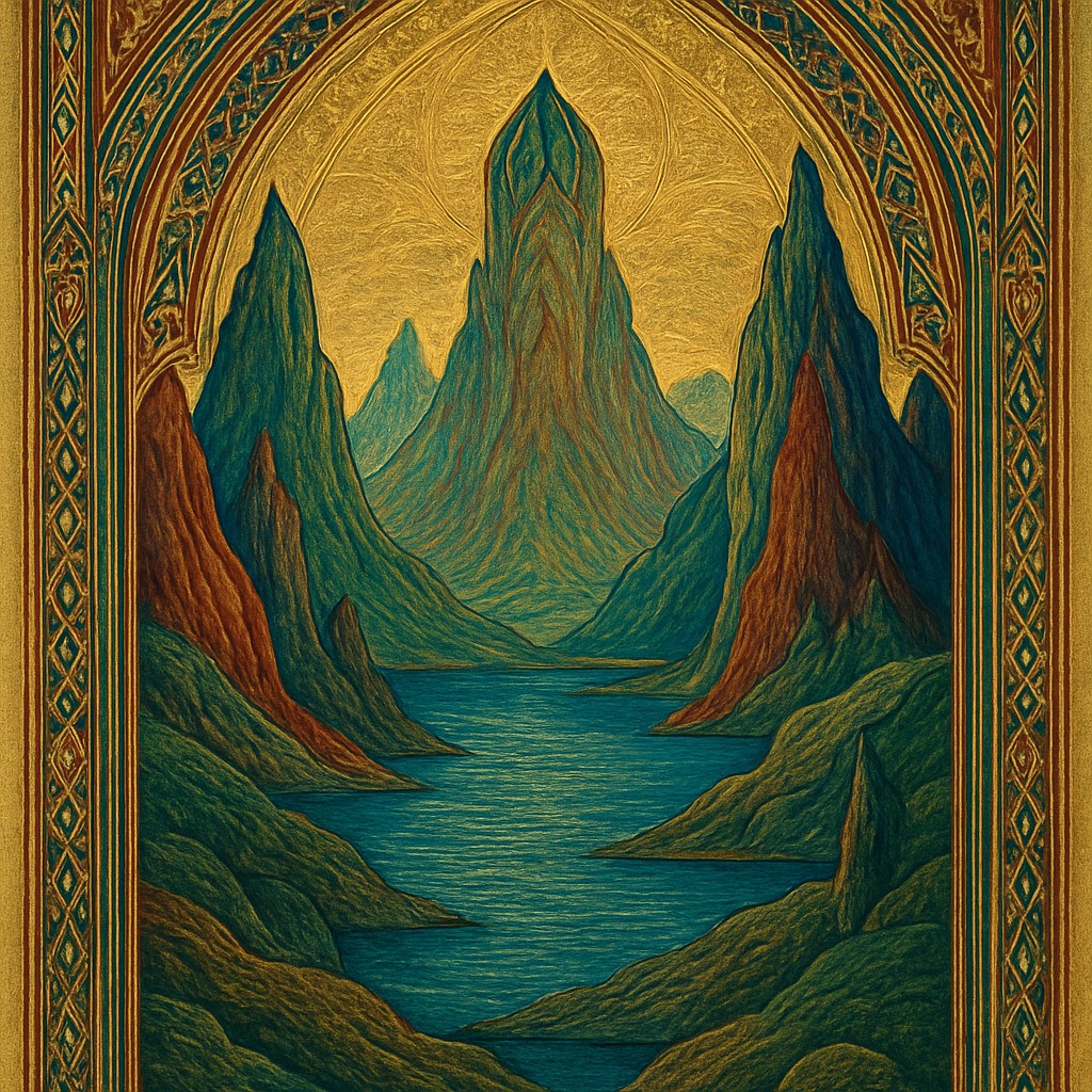 serene landscape with mountains and water