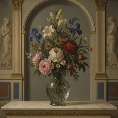 bouquet of flowers in a glass vase