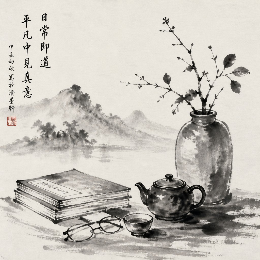 still life with everyday objects — Traditional Chinese Landscape Art Style