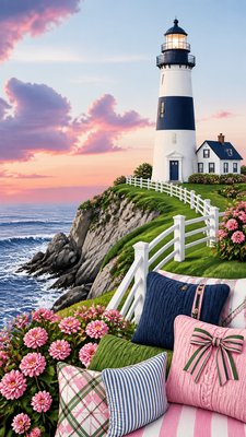 a lone lighthouse on a cliff at dusk under a dramatic sky, no text or lettering