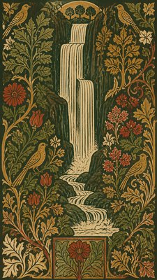 towering waterfall cascading down a cliff