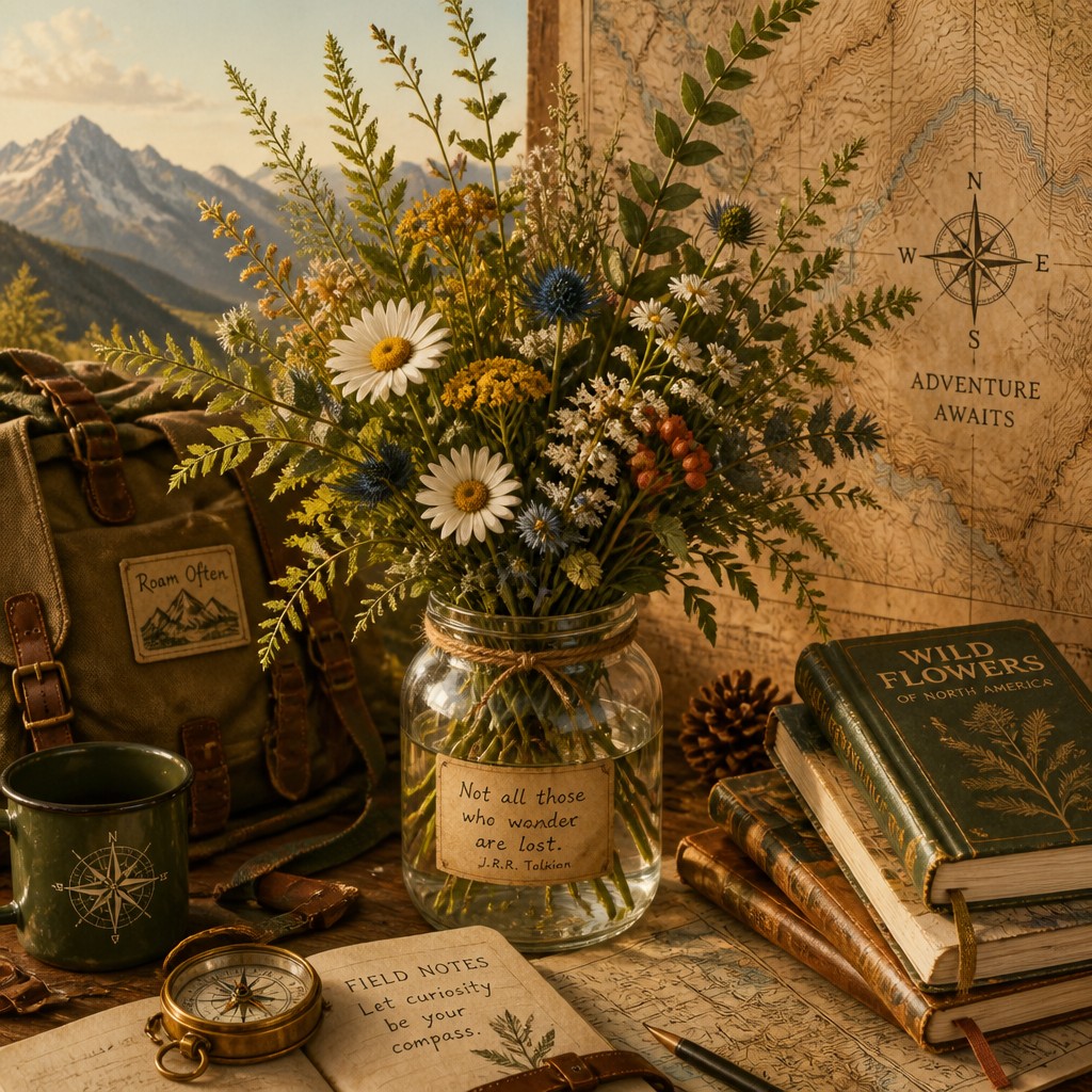 bouquet of flowers in a glass vase — Adventurecore Aesthetic