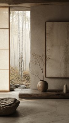 a serene birch forest in soft morning light, no people, no text