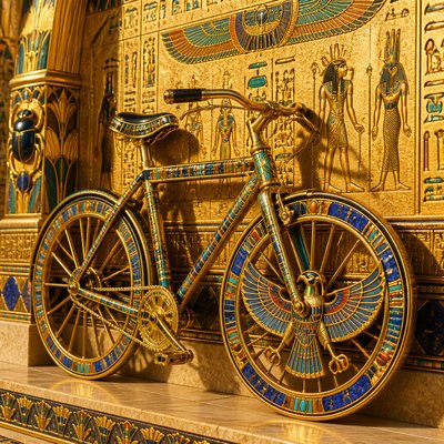 bicyle resting against a wall — Egyptian Revival Jewelry Style