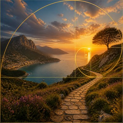 wide landscape with natural scenery — Golden Ratio Art Style