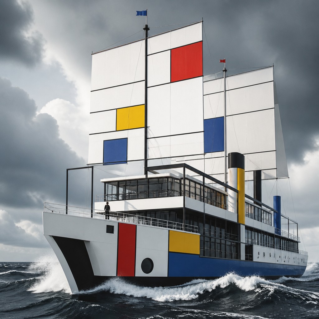 sailing ship on a stormy sea — Bauhaus Architecture