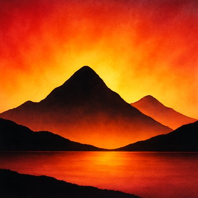 serene landscape with mountains and water