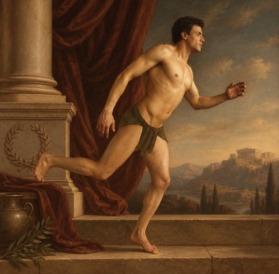 a painting of a man in a bathing suit