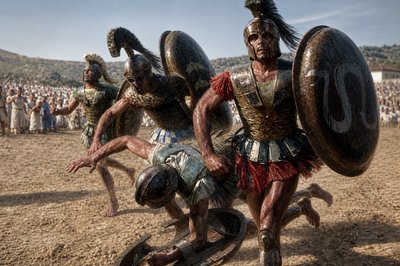 a group of men dressed in roman armor