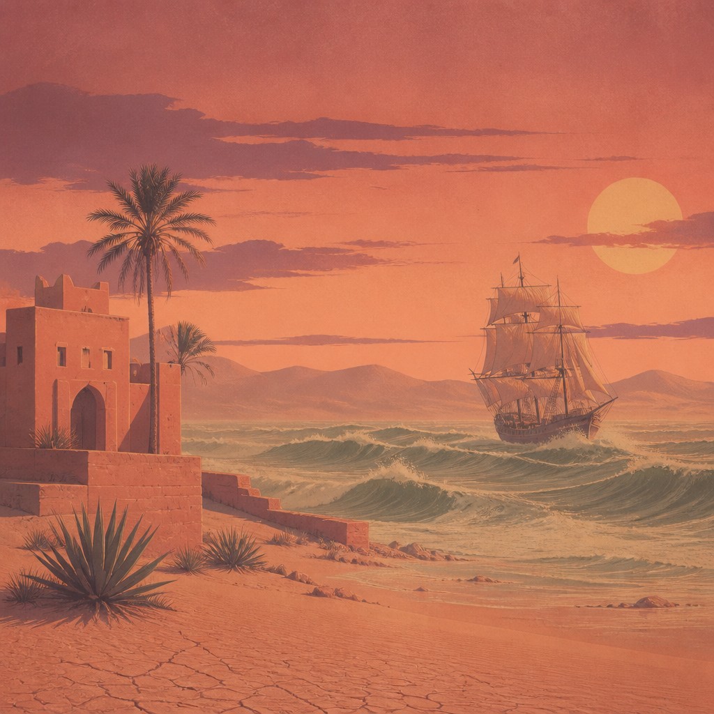 sailing ship on a stormy sea — Desertwave Aesthetic