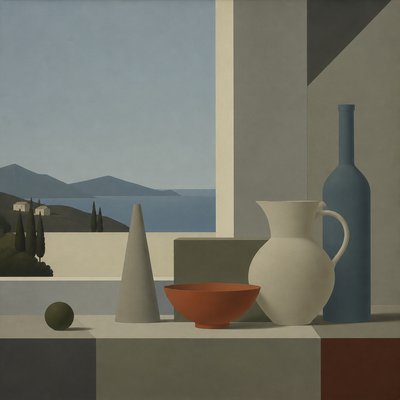 wide landscape with natural scenery — Purism Art Style