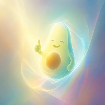 a happy avocado character giving a thumbs up, bold readable design on a plain background, no text