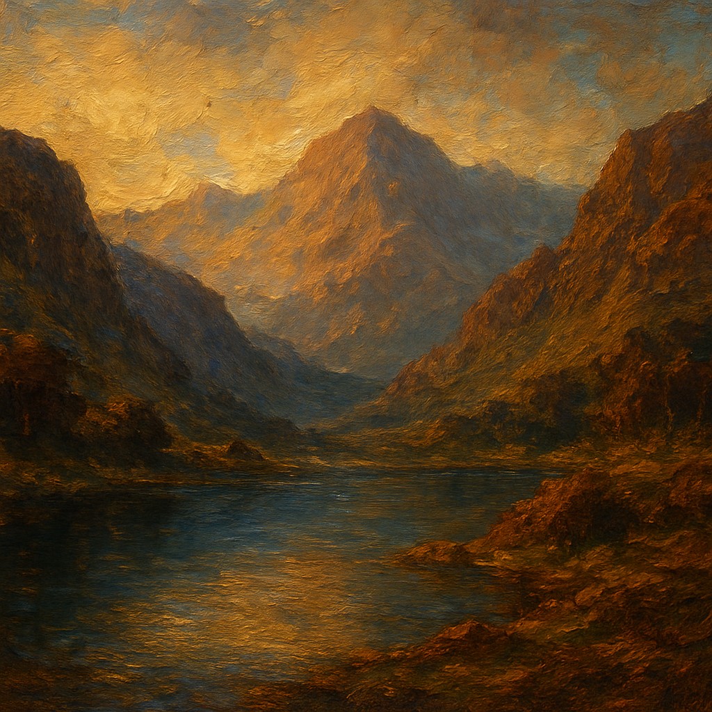 serene landscape with mountains and water