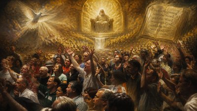 a painting of a large crowd of people
