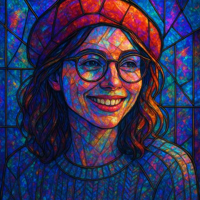 Holographic Stained Glass Style Transfer Example