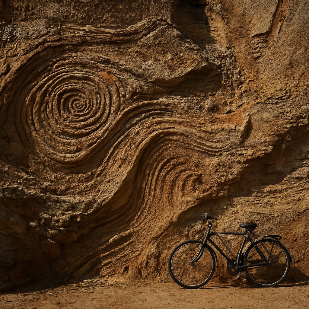 bicyle resting against a wall