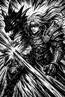 a painting of a man in armor holding a sword