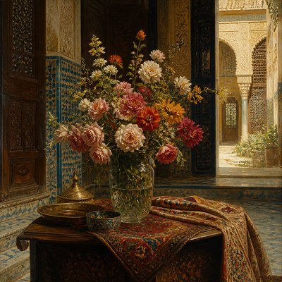 bouquet of flowers in a glass vase