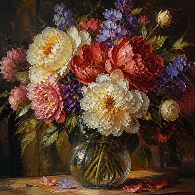 bouquet of flowers in a glass vase