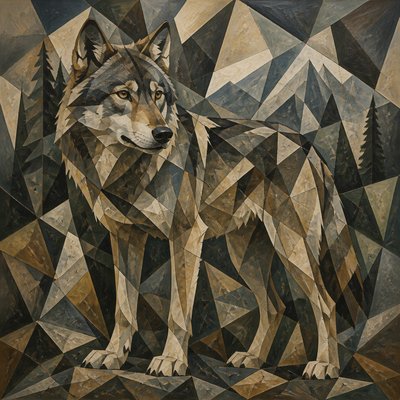 animal standing in natural pose — Fragmentation Art Style