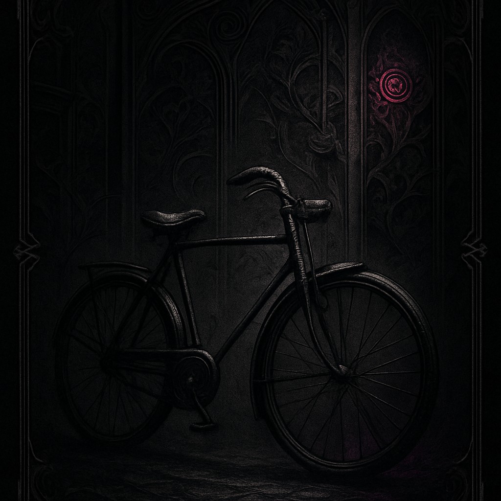 bicyle resting against a wall