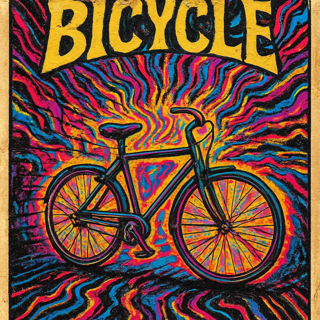 bicyle resting against a wall
