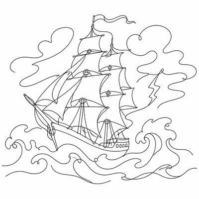 sailing ship on a stormy sea