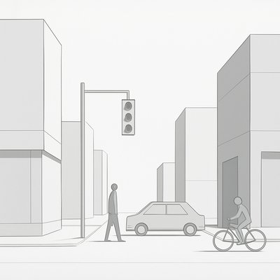 urban street with city activity