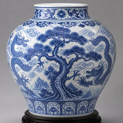 a tree in nature — Ming Porcelain Art Style