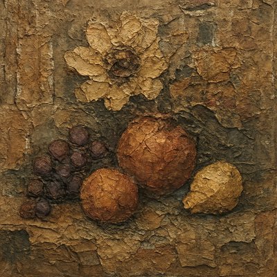 still life arrangement of fruits and flowers
