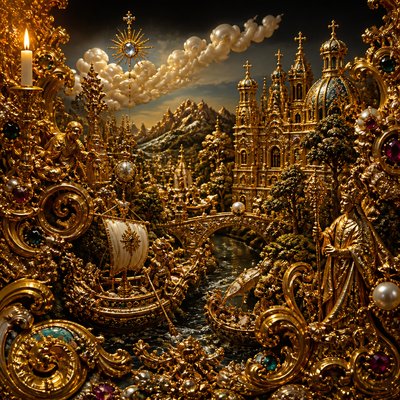 wide landscape with natural scenery — Baroque Jewelry Style