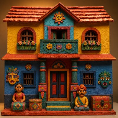 house with front view — Papier-Mache Art Style