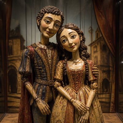 portrait of two people together — Puppet Art Style