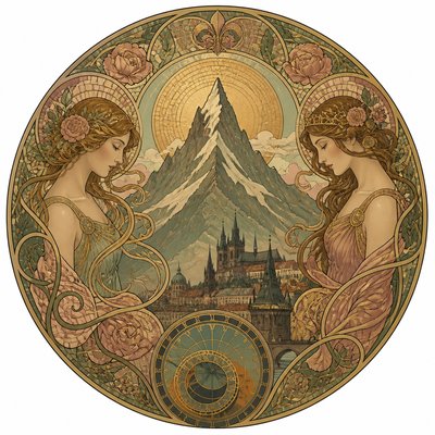 an emblem of a mountain peak inside a circle, simple bold shapes on a plain background, no text or lettering
