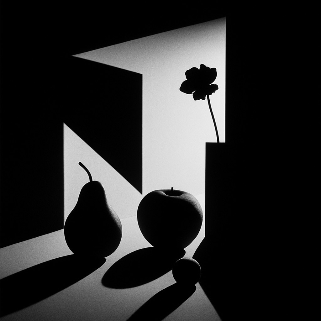 still life arrangement of fruits and flowers