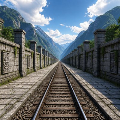 wide landscape with natural scenery — One-Point Perspective Art Style