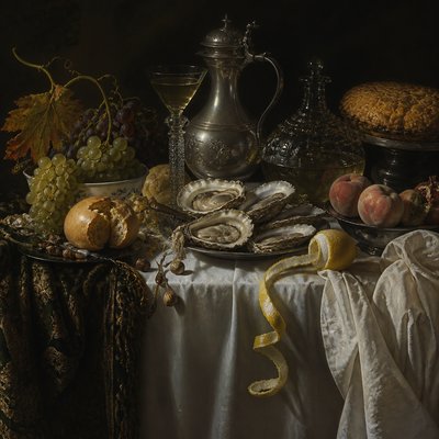 still life with everyday objects — Banquet Still Life Art Style