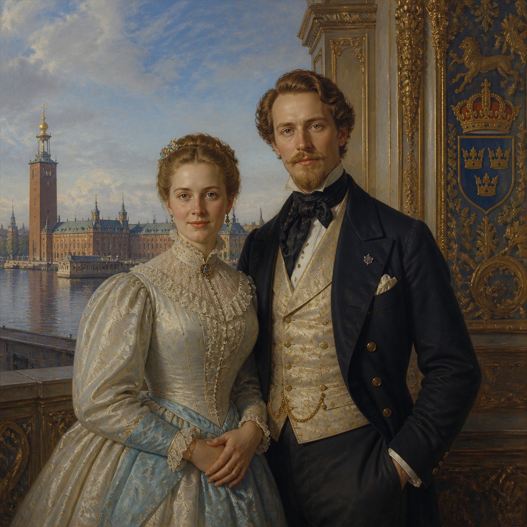 portrait of two people together — Stockholm Art Style