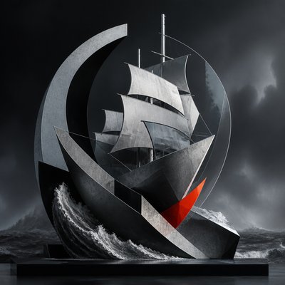 sailing ship on a stormy sea