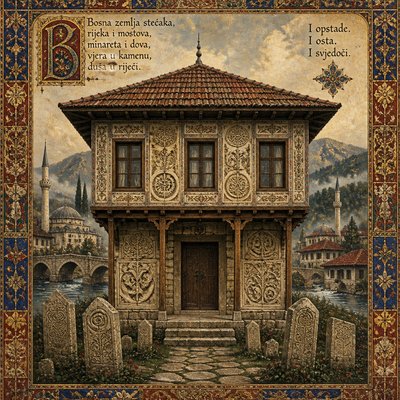 house with front view — Bosnian Art Style