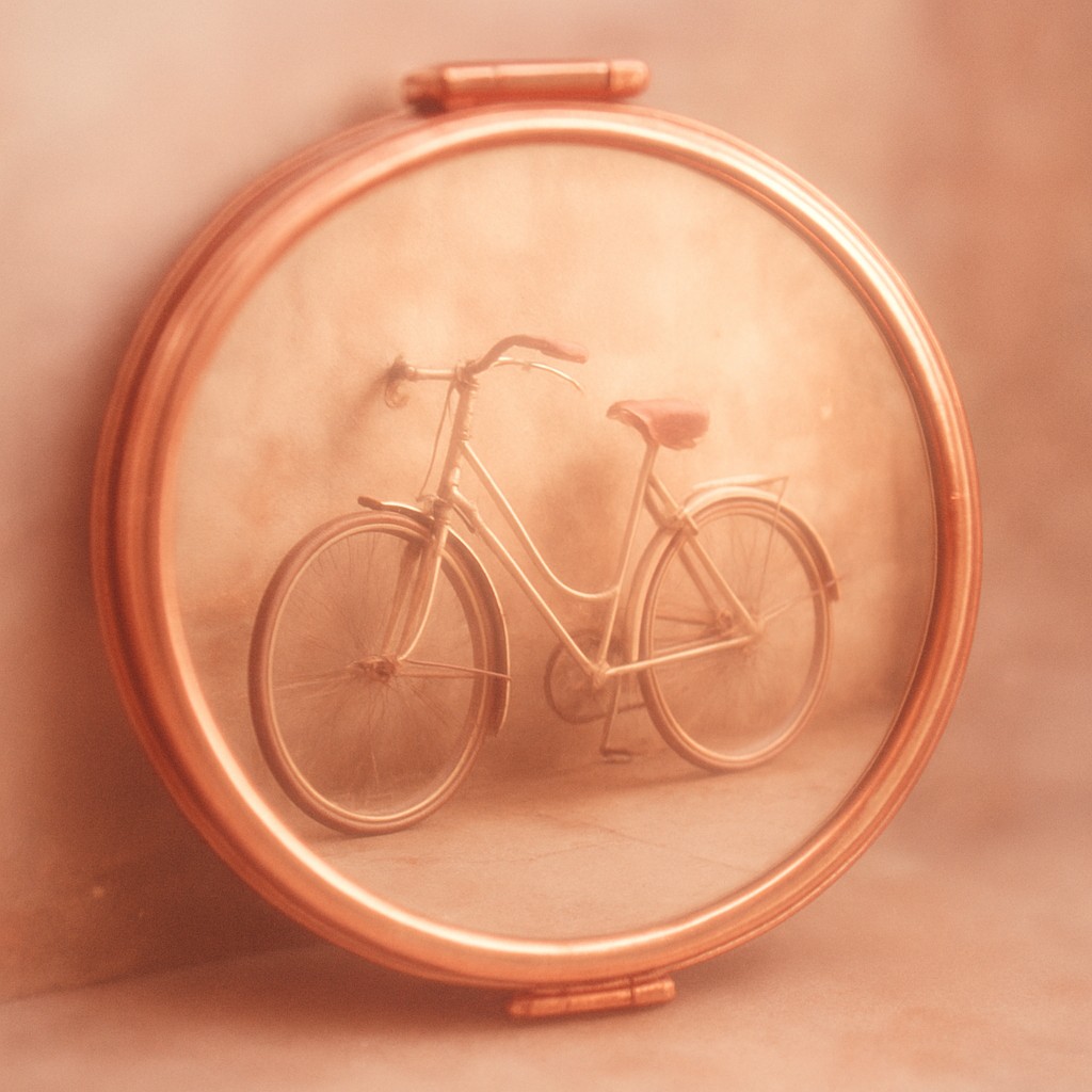 bicyle resting against a wall