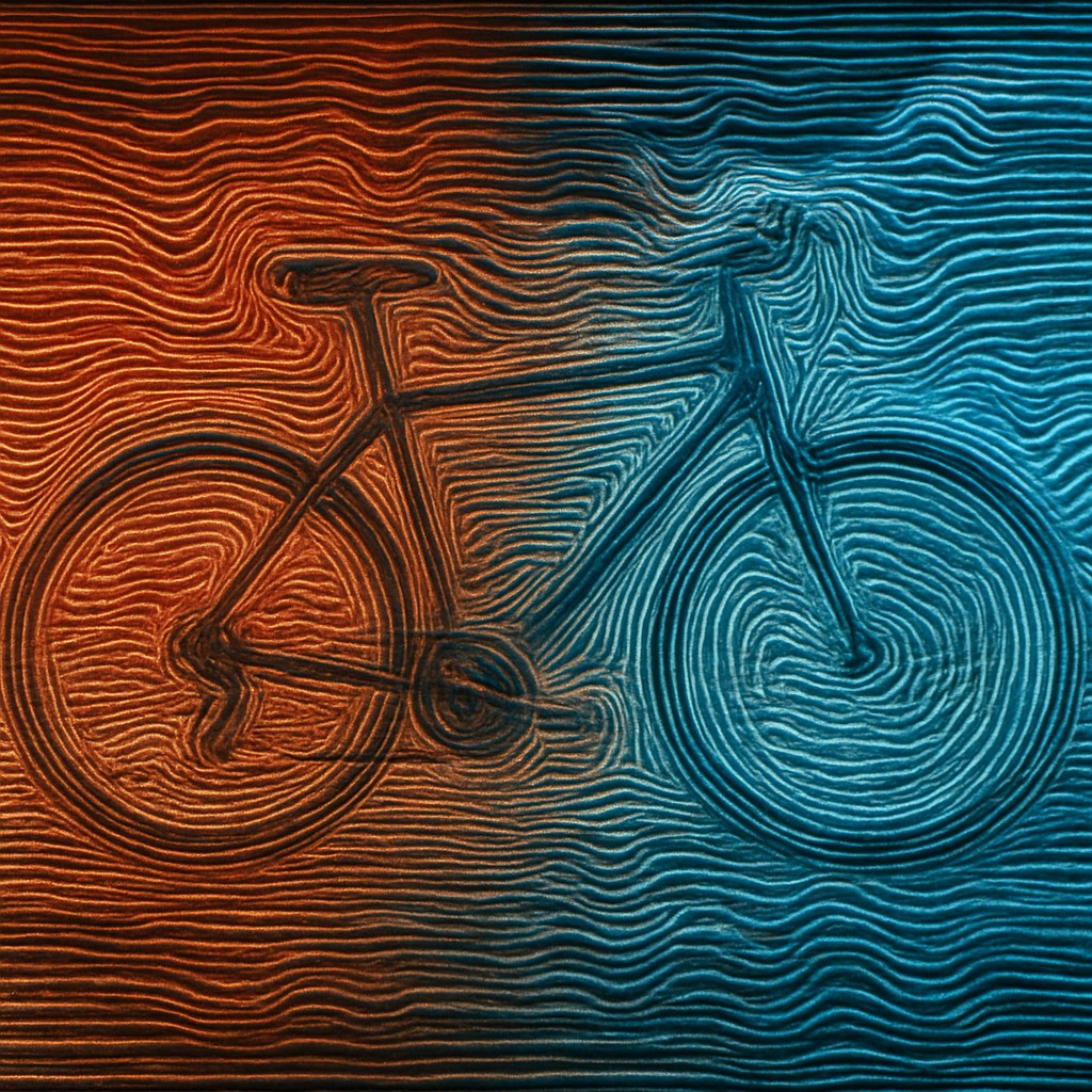 bicyle resting against a wall