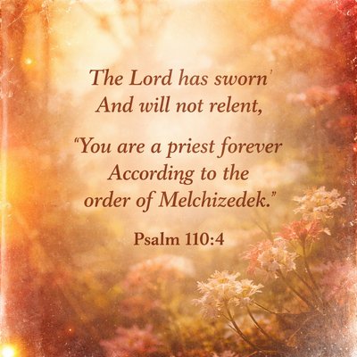 Psalm 110:4 The Lord has sworn
And will not relent,
“You are a priest forever
According to the order of Melchizedek.”