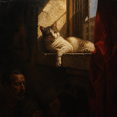 a cat lounging in a sunlit window