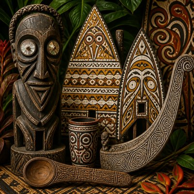 still life with everyday objects — Papua New Guinea Art Style
