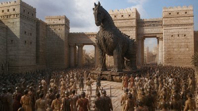 The Trojan horse enters Troy