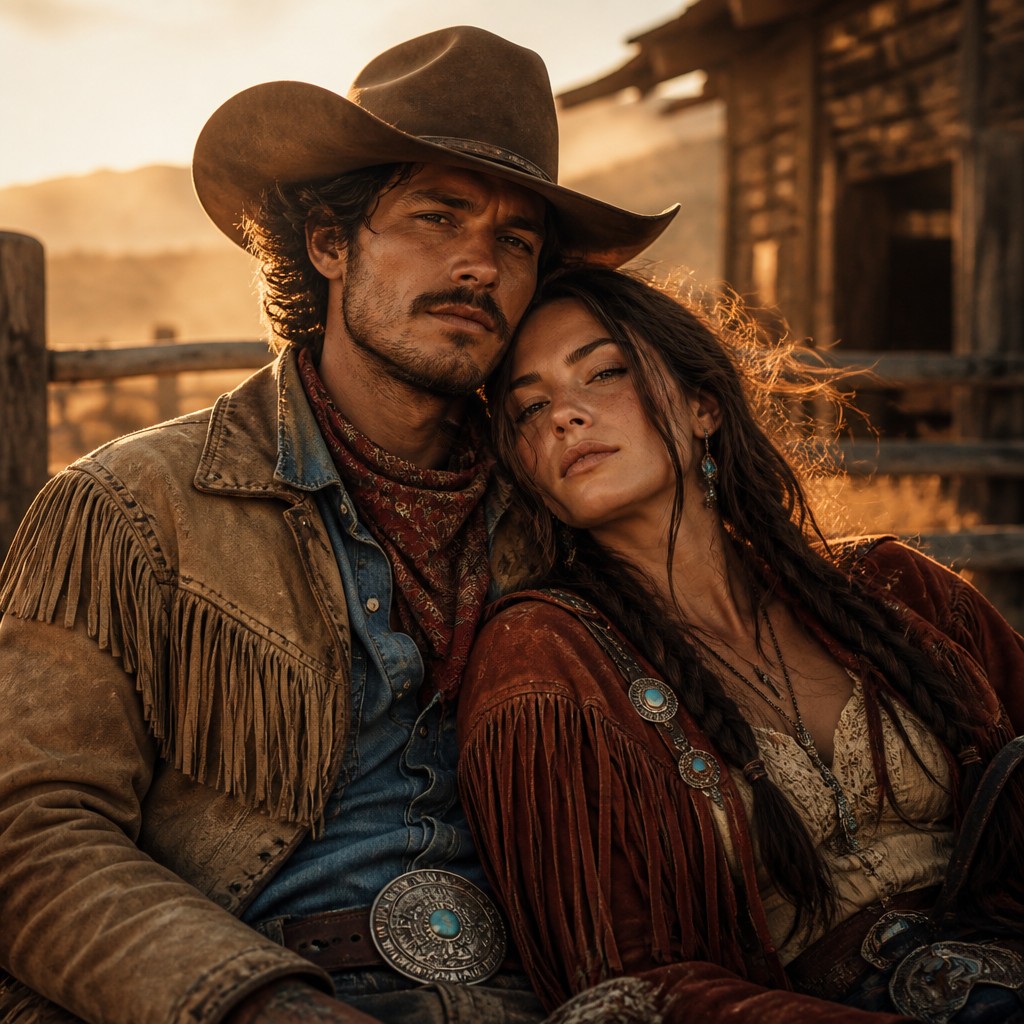 portrait of two people together — Cowboycore Aesthetic