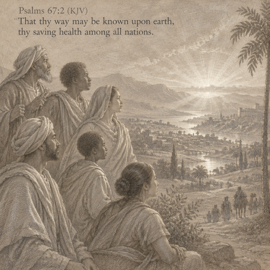 Psalms 67:2 (KJV)
That thy way may be known upon earth, thy saving health among all nations. (Do not depict the earth as a globe because this is not scriptural)