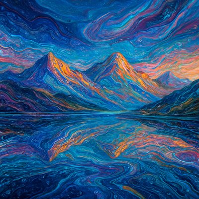 serene landscape with mountains and water