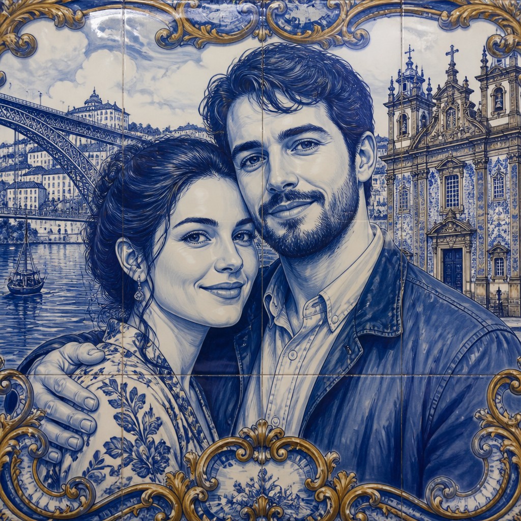 portrait of two people together — Porto Art Style